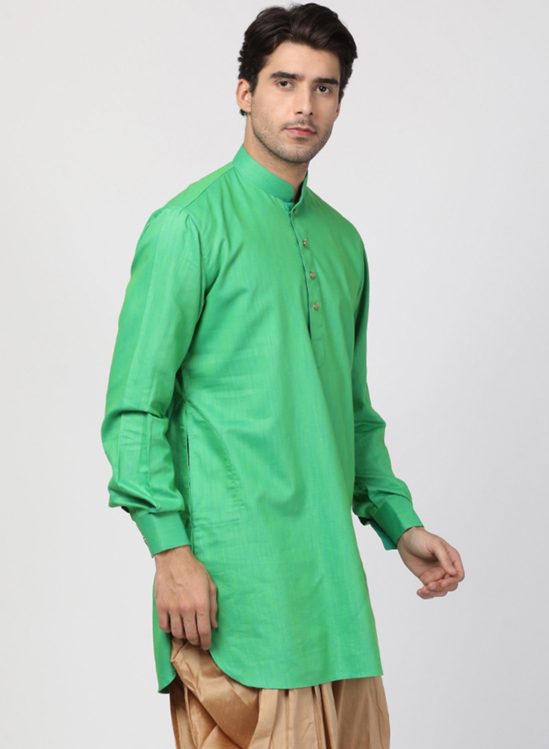 Men's Green Cotton Kurta