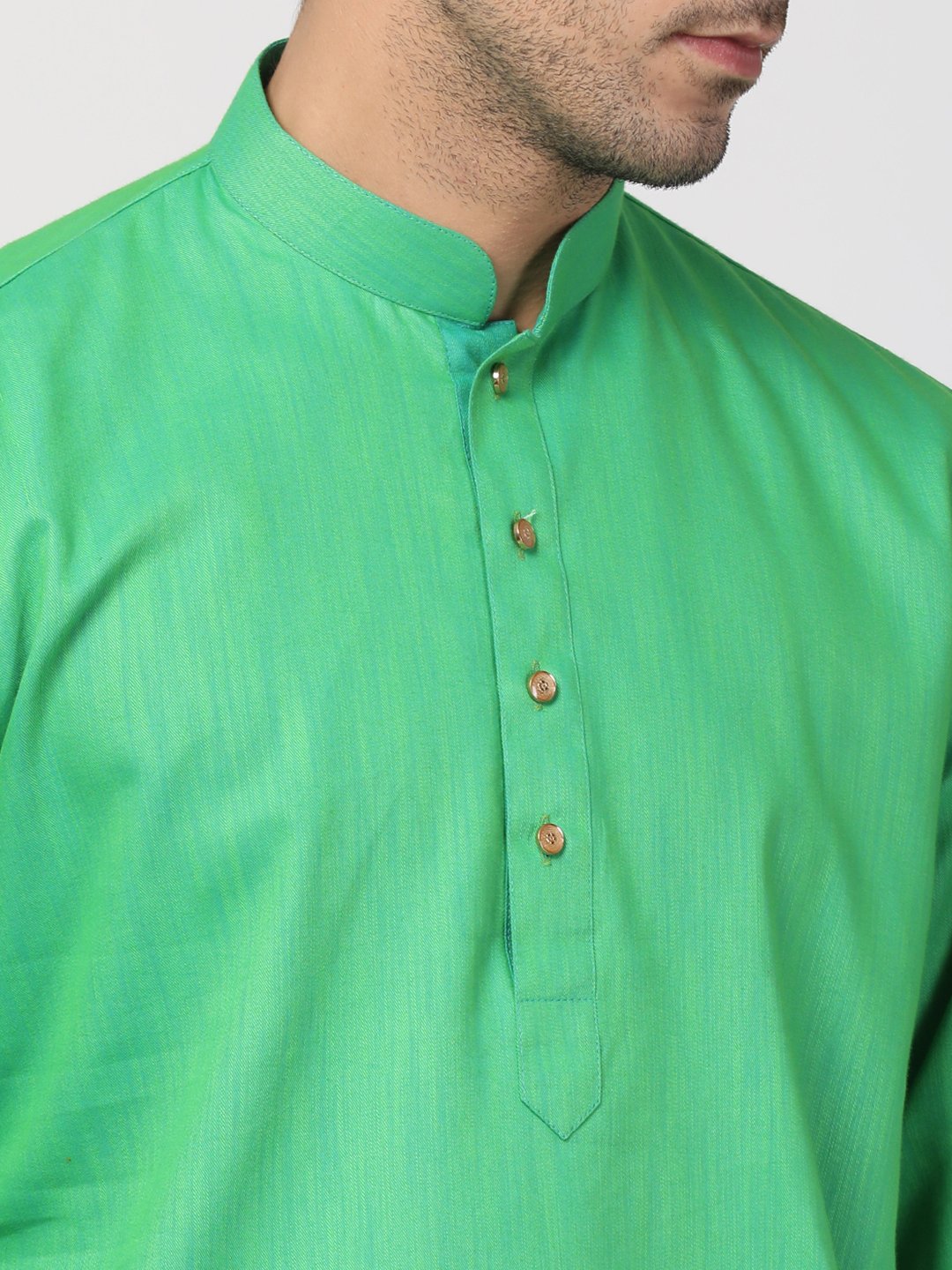 Men's Green Cotton Kurta and Dhoti Pant Set