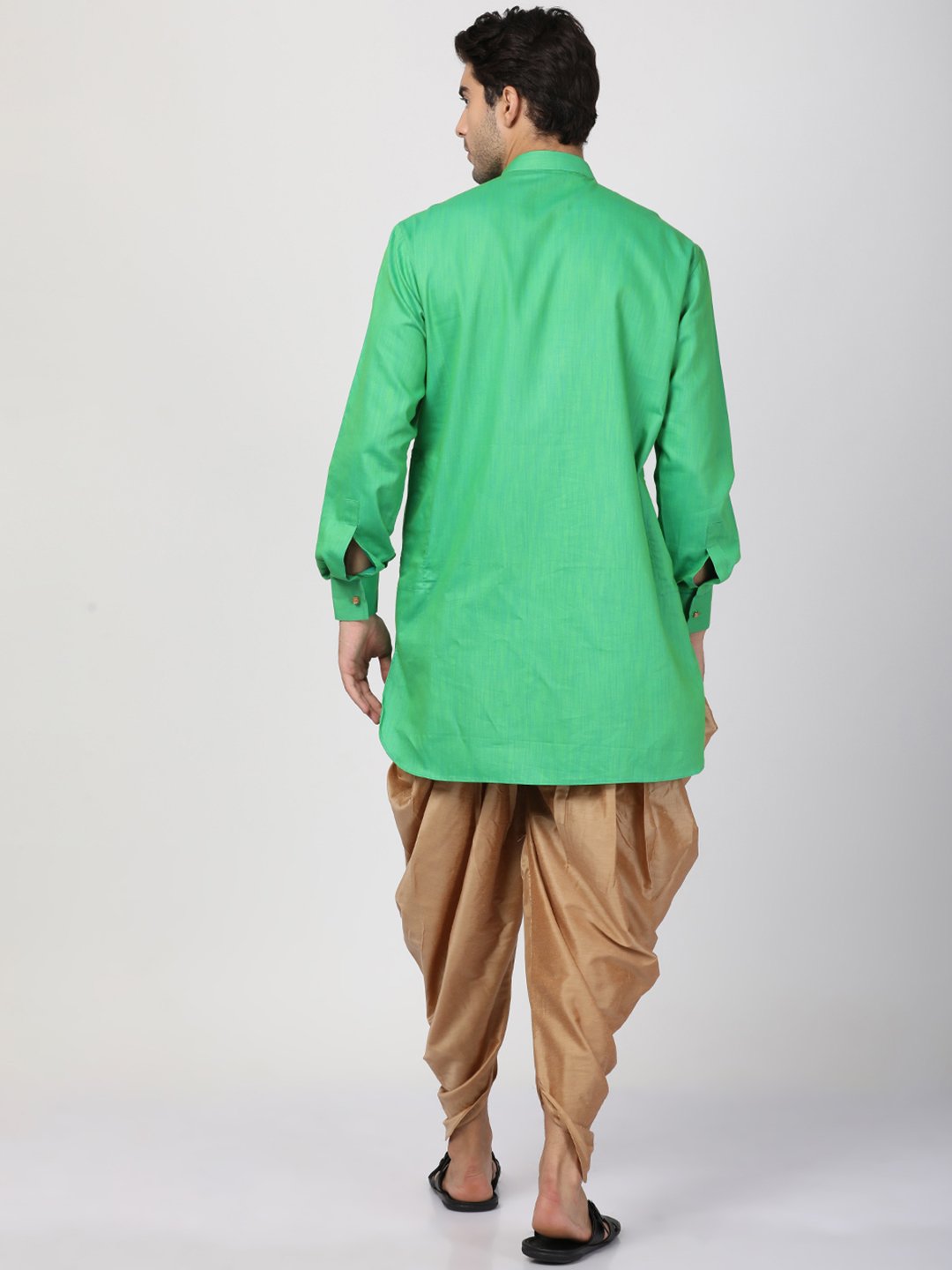 Men's Green Cotton Kurta and Dhoti Pant Set