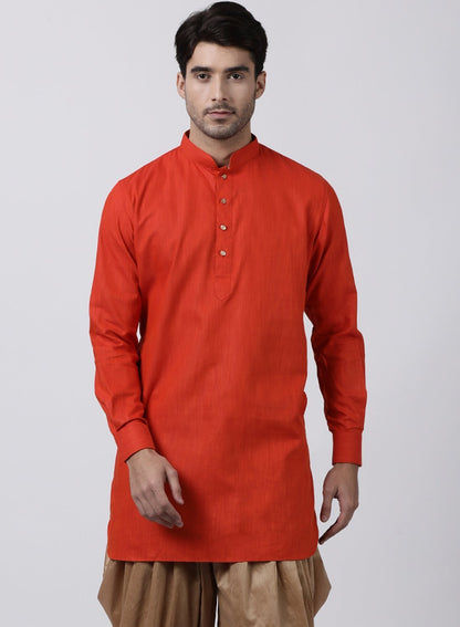 Men's Red Cotton Kurta