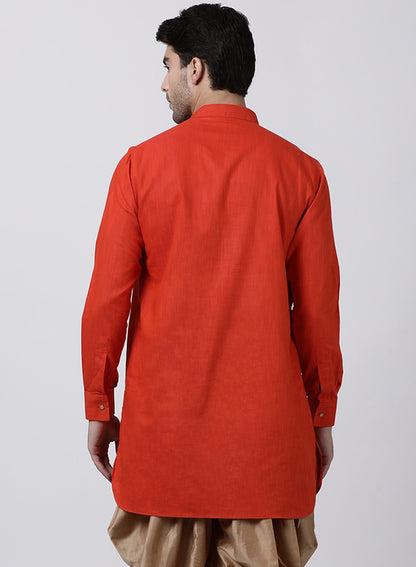 Men's Red Cotton Kurta