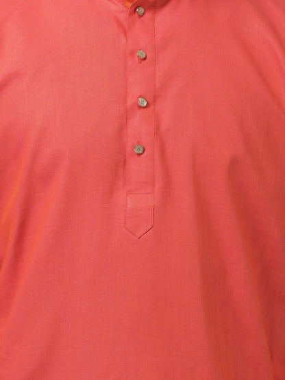 Men's Orange Cotton Kurta