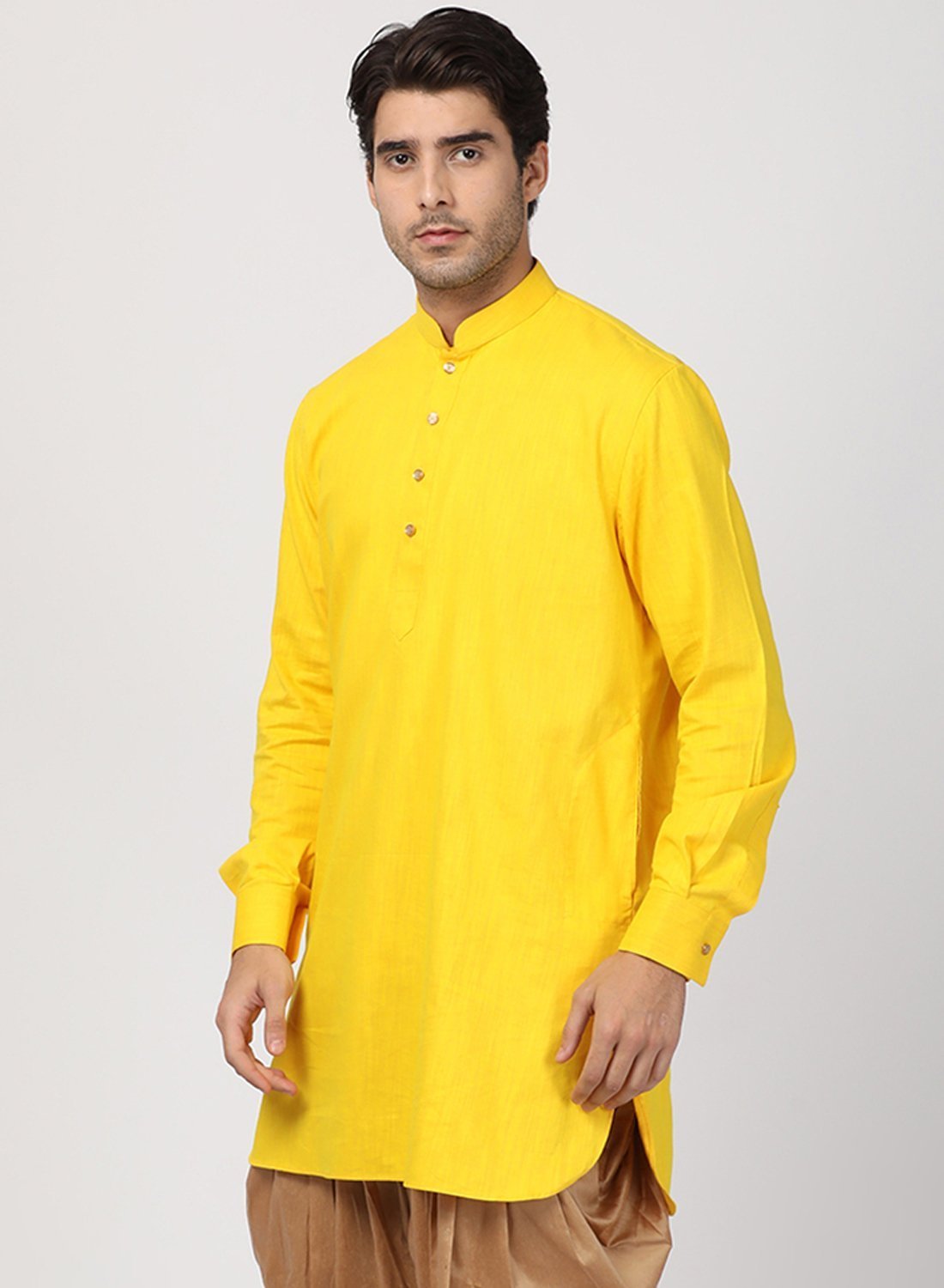 Men's Yellow Cotton Kurta