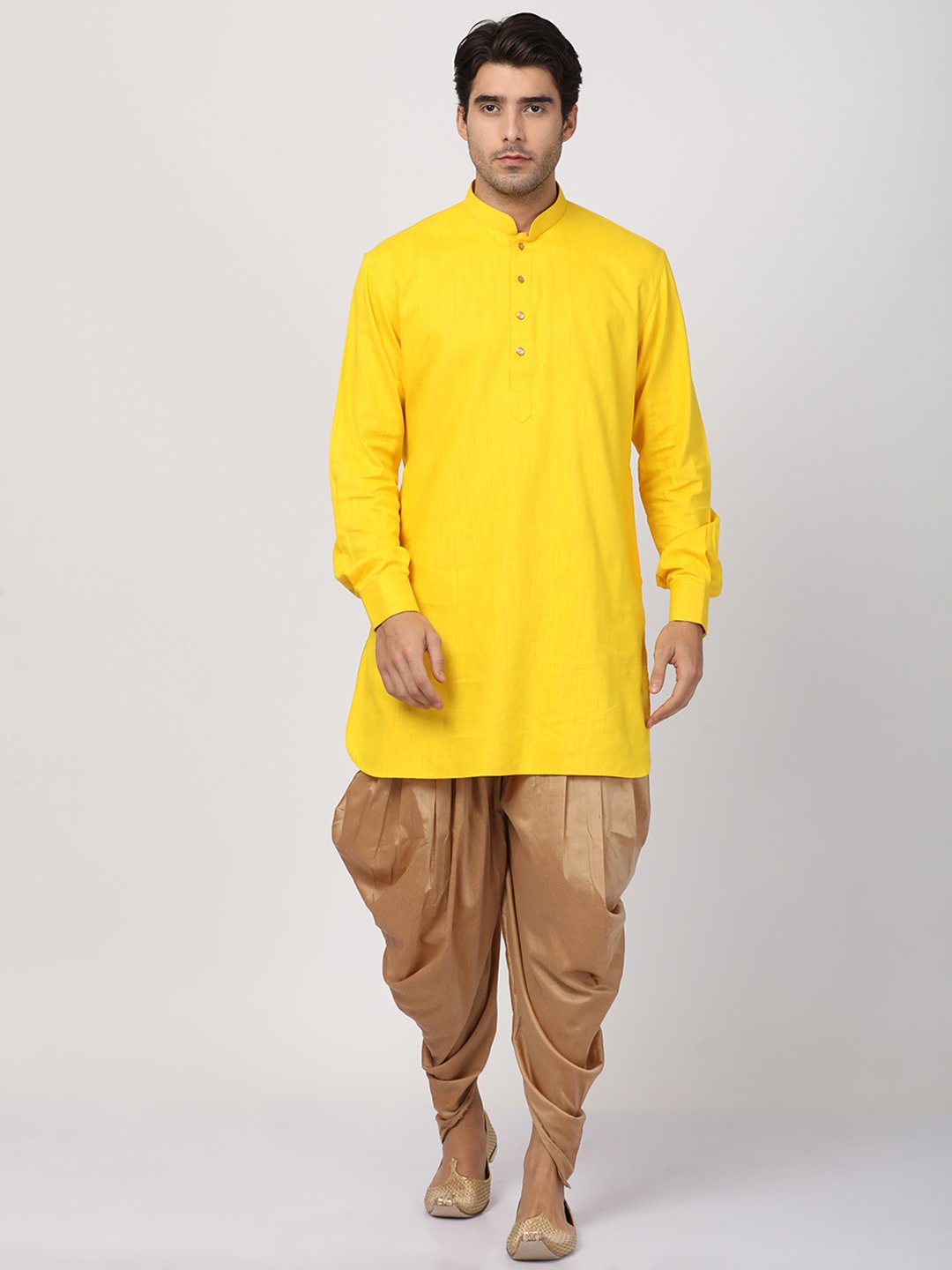 Men's Yellow Cotton Kurta