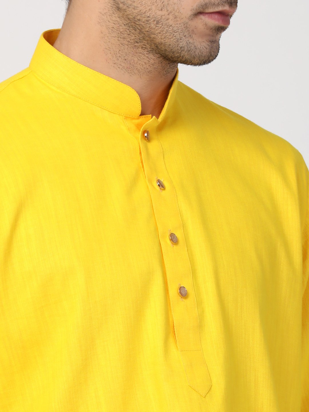 Men's Yellow Cotton Kurta and Dhoti Pant Set