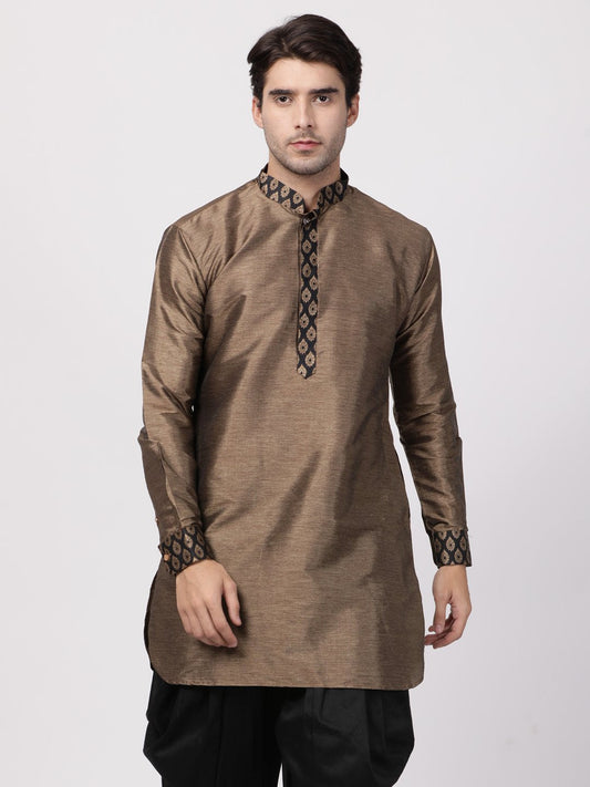 Men's Black Cotton Silk Blend Kurta