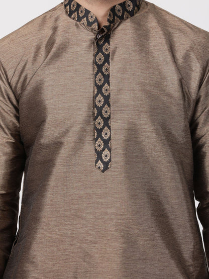 Men's Black Cotton Silk Blend Kurta