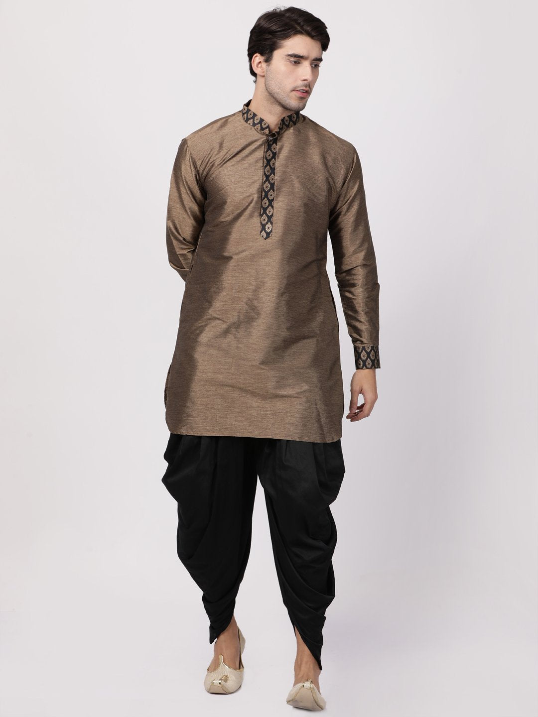 Men's Black Cotton Silk Blend Kurta