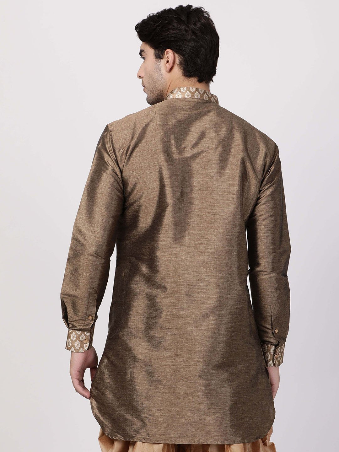 Men's Gold Cotton Silk Blend Kurta