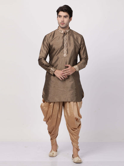 Men's Gold Cotton Silk Blend Kurta