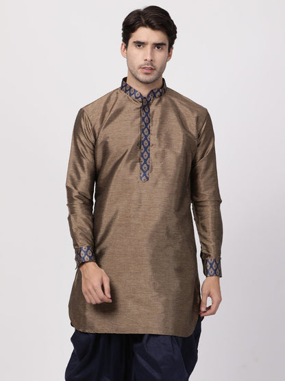 Men's Bronze Cotton Silk Blend Kurta