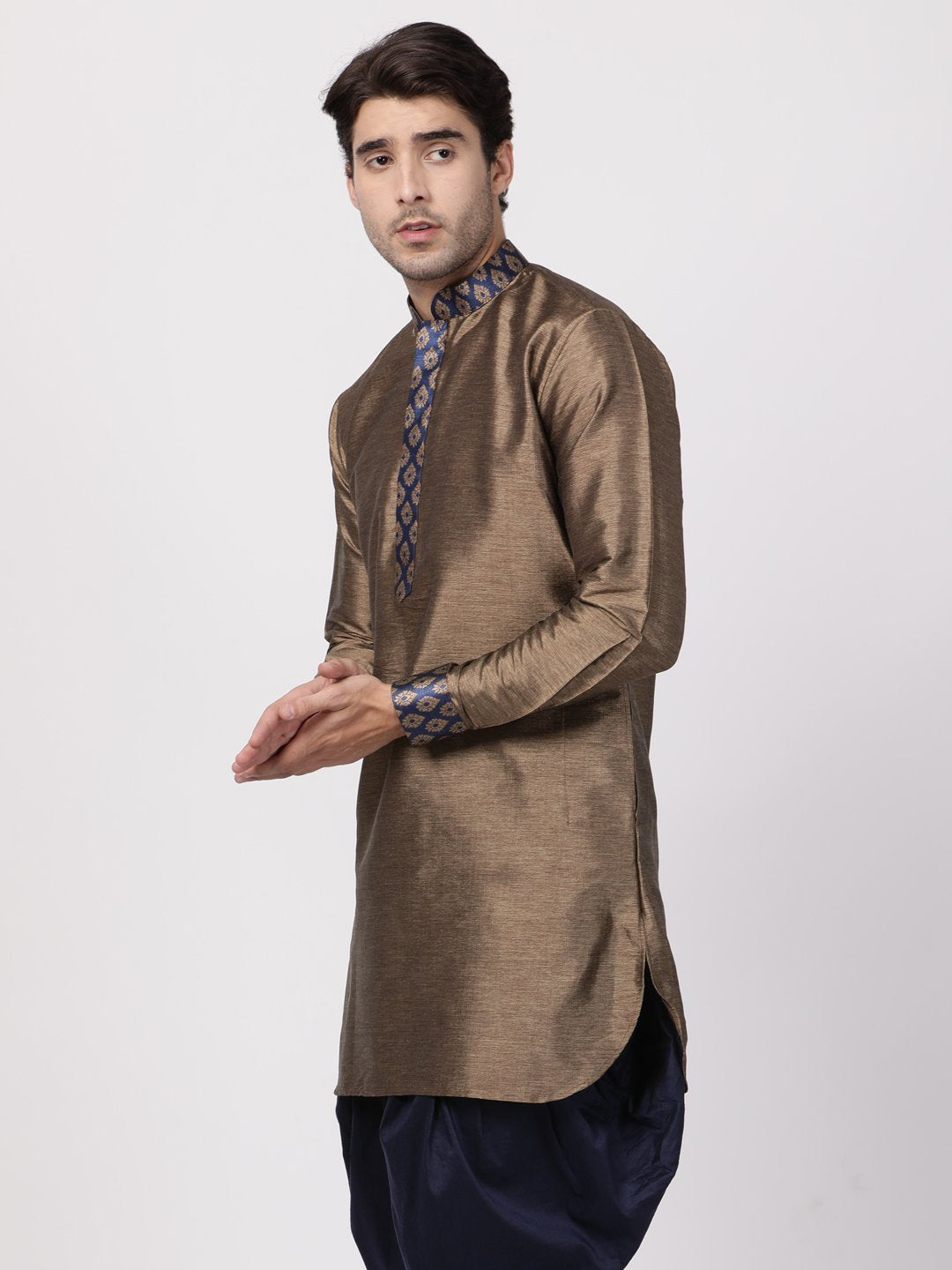 Men's Bronze Cotton Silk Blend Kurta