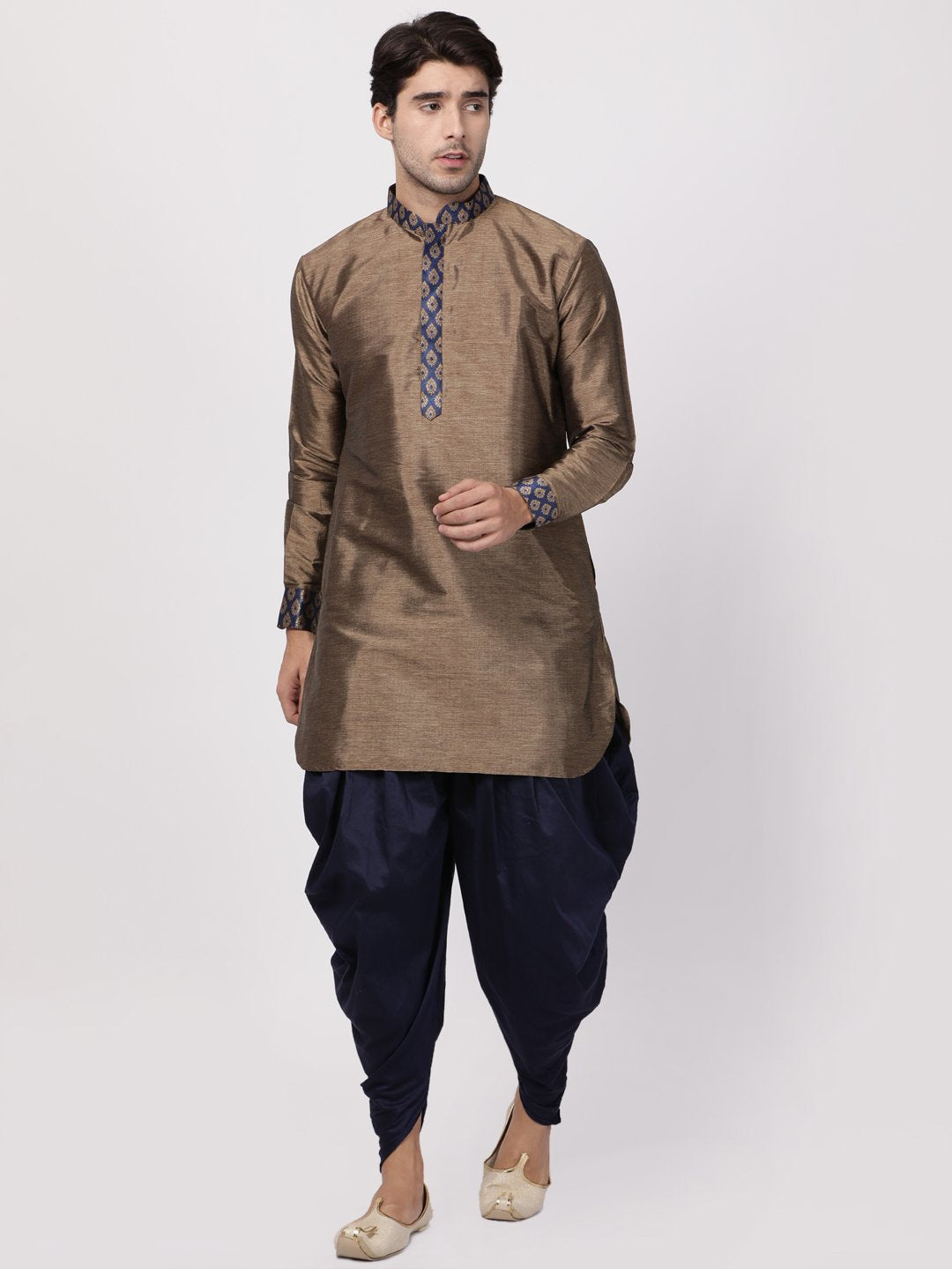 Men's Bronze Cotton Silk Blend Kurta