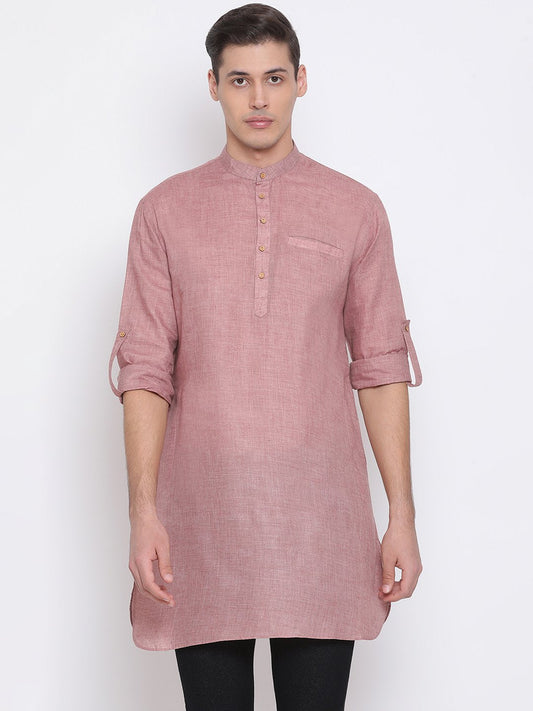 Men's Coffee Cotton Blend Short Kurta