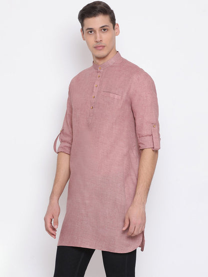 Men's Coffee Cotton Blend Short Kurta