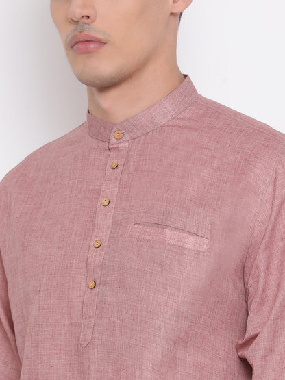 Men's Coffee Cotton Blend Short Kurta