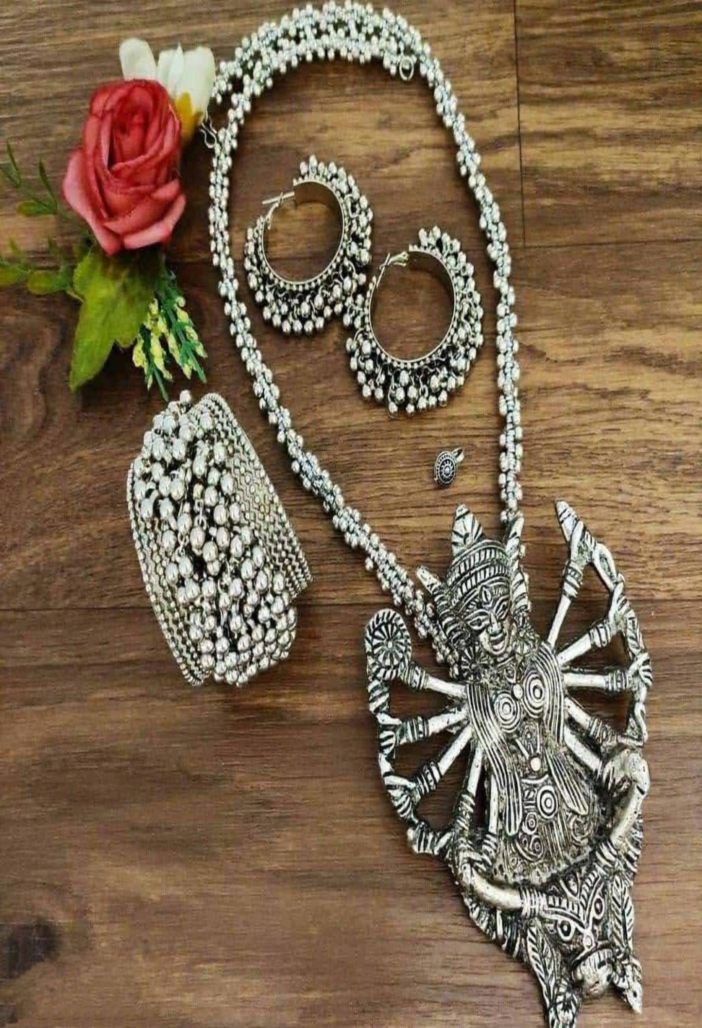 German Silver Oxidised Combo Necklace set Jkms_132