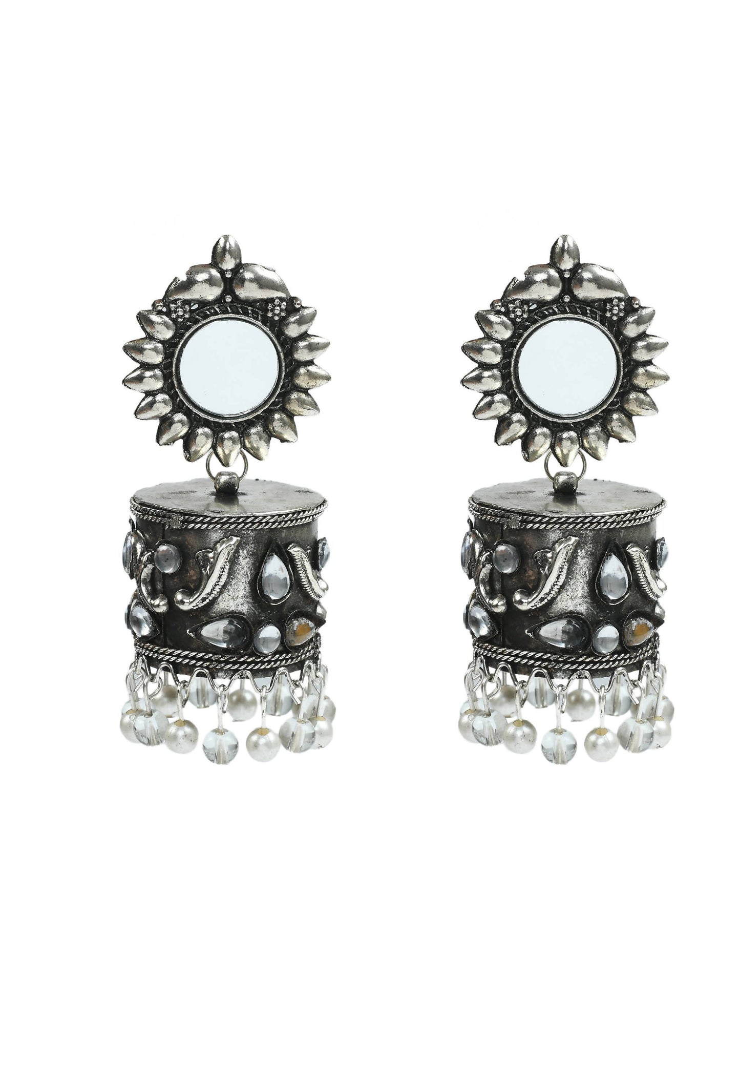 Women Silver Oxydised Jhumkas by  (1 Pc Set)