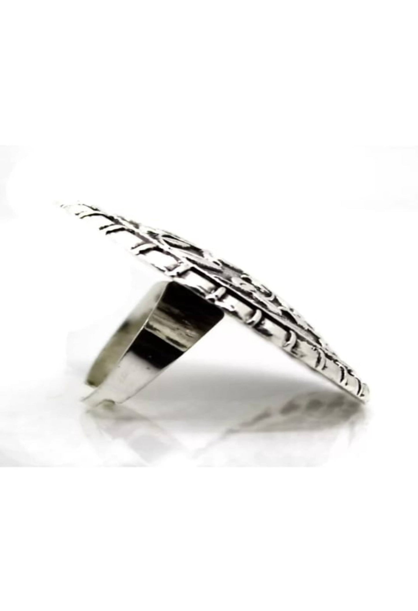 Oxidised Silver Toned Textured Adjustable Ring Jkring_016