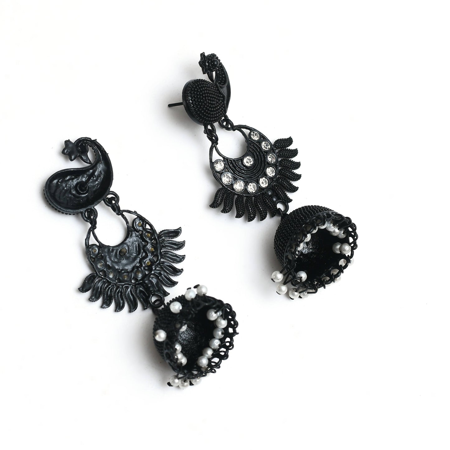 Black color Peacock Earrings Jhumka Jker_122