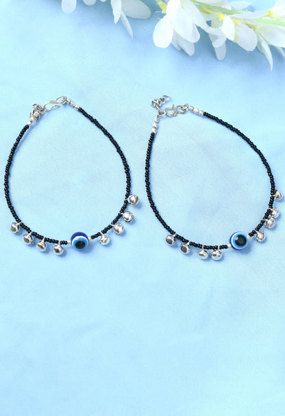 Trendy Oxidised and Black Pearls Anklets with Ghungroo Jkpayal_018