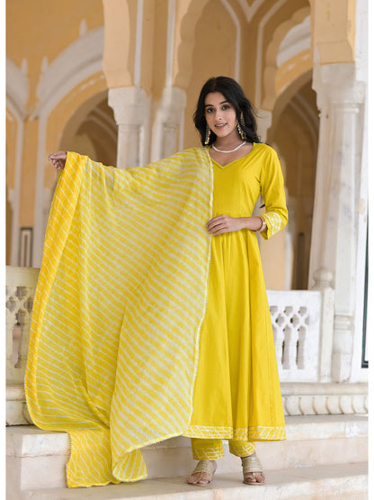 Women's Aureolin Yellow Anarkali Suit Set