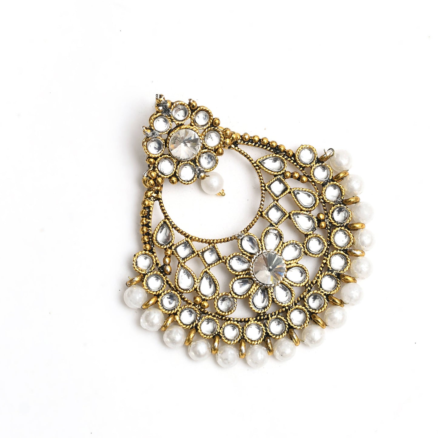 Gold-Plated Kundan & Pearls Earrings Jker_067