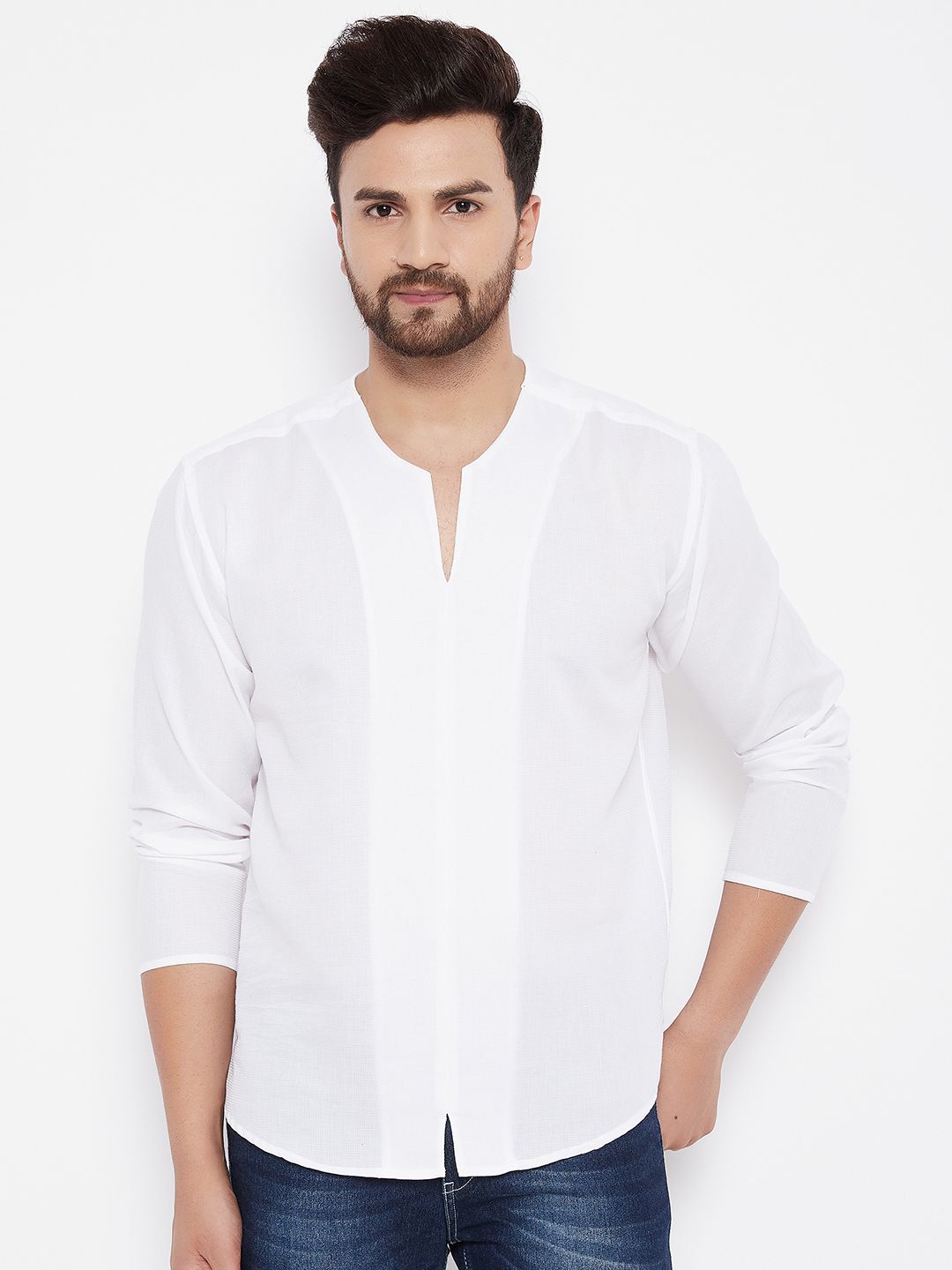 Men's Solid Pure Cotton White  Kurta