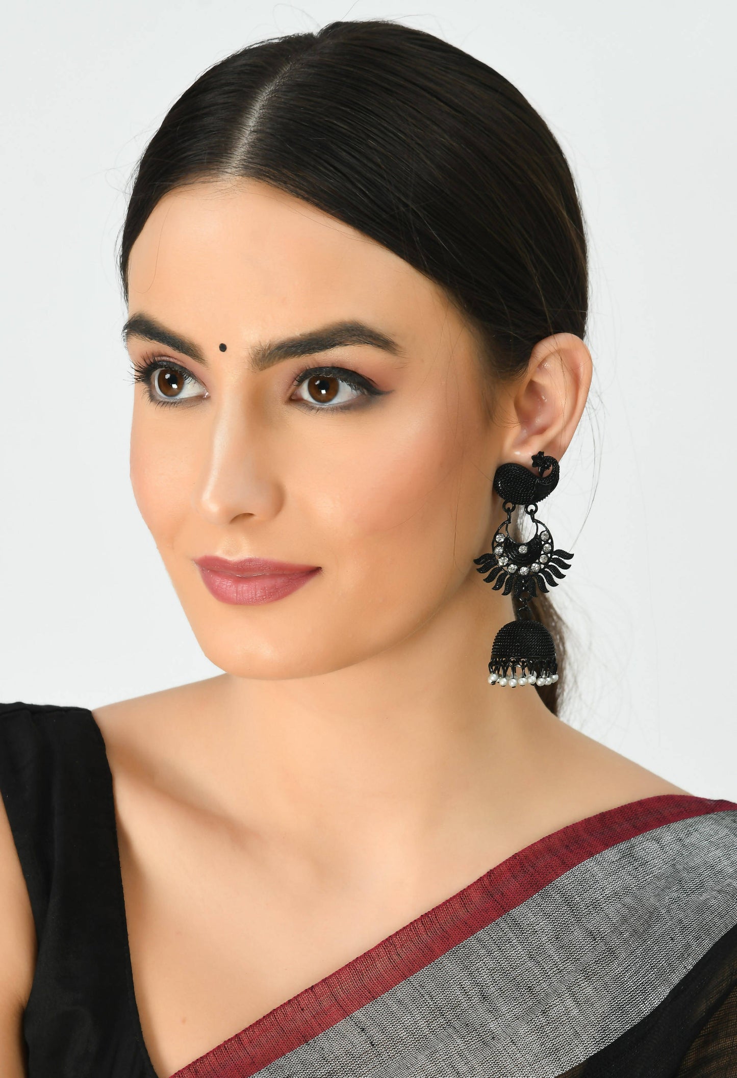 Black color Peacock Earrings Jhumka Jker_122