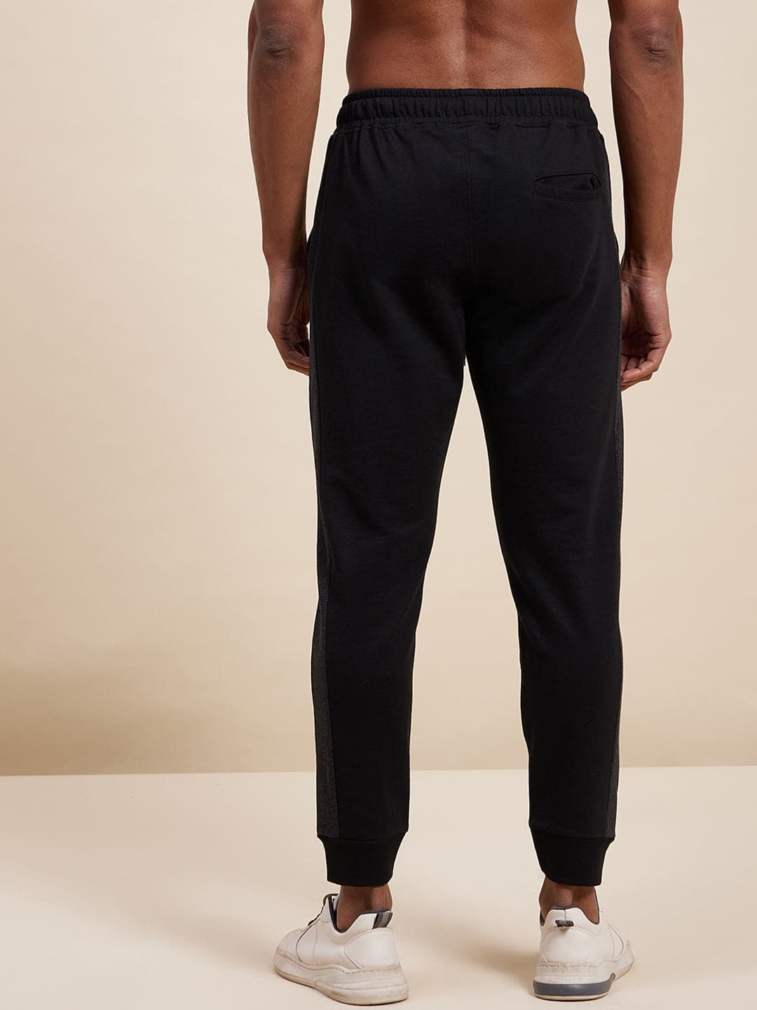 Men's Black Relax Fit Side Tape Joggers - LYUSH-MASCLN