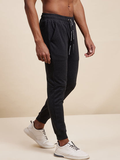 Men's Dark Grey Relax Fit Stitch Detail Joggers - LYUSH-MASCLN