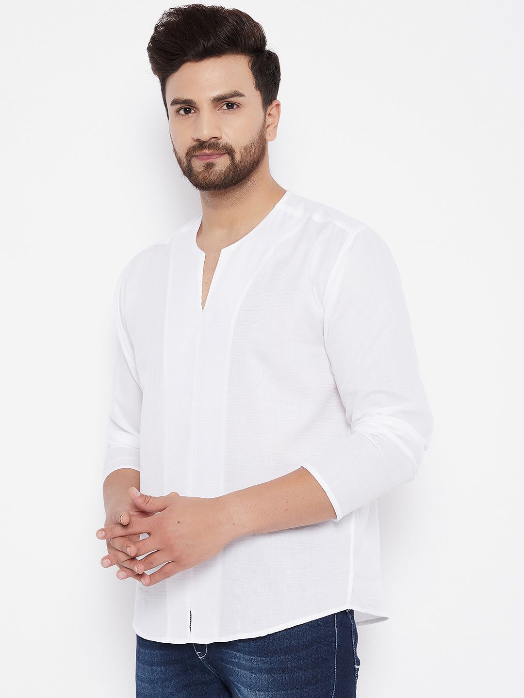 Men's Solid Pure Cotton White  Kurta