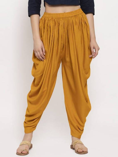 Women's Mustard Viscose Rayon Dhoti Pant