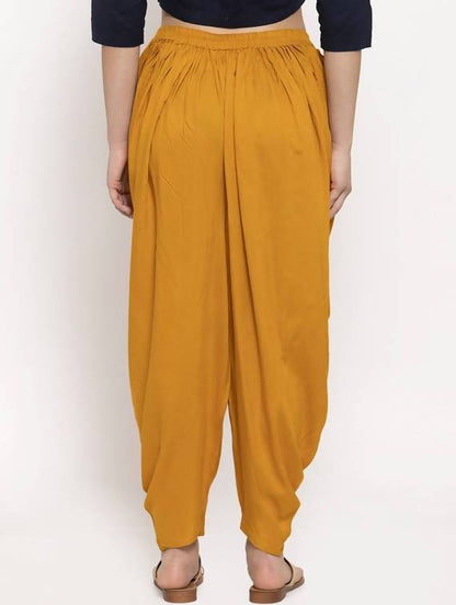 Women's Mustard Viscose Rayon Dhoti Pant