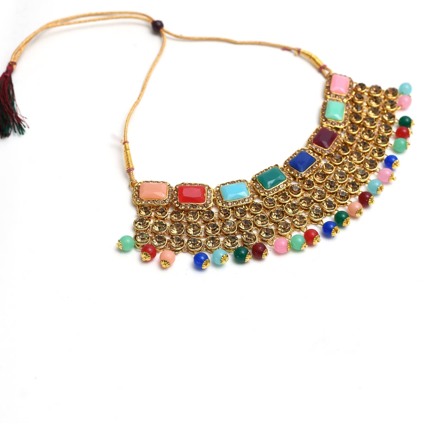 Traditional Rajwadi Design Heavy Multi Color Necklace Set Jkms_038