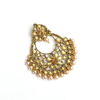 Gold-Plated Kundan & Pearls Jhumkas Jker_105