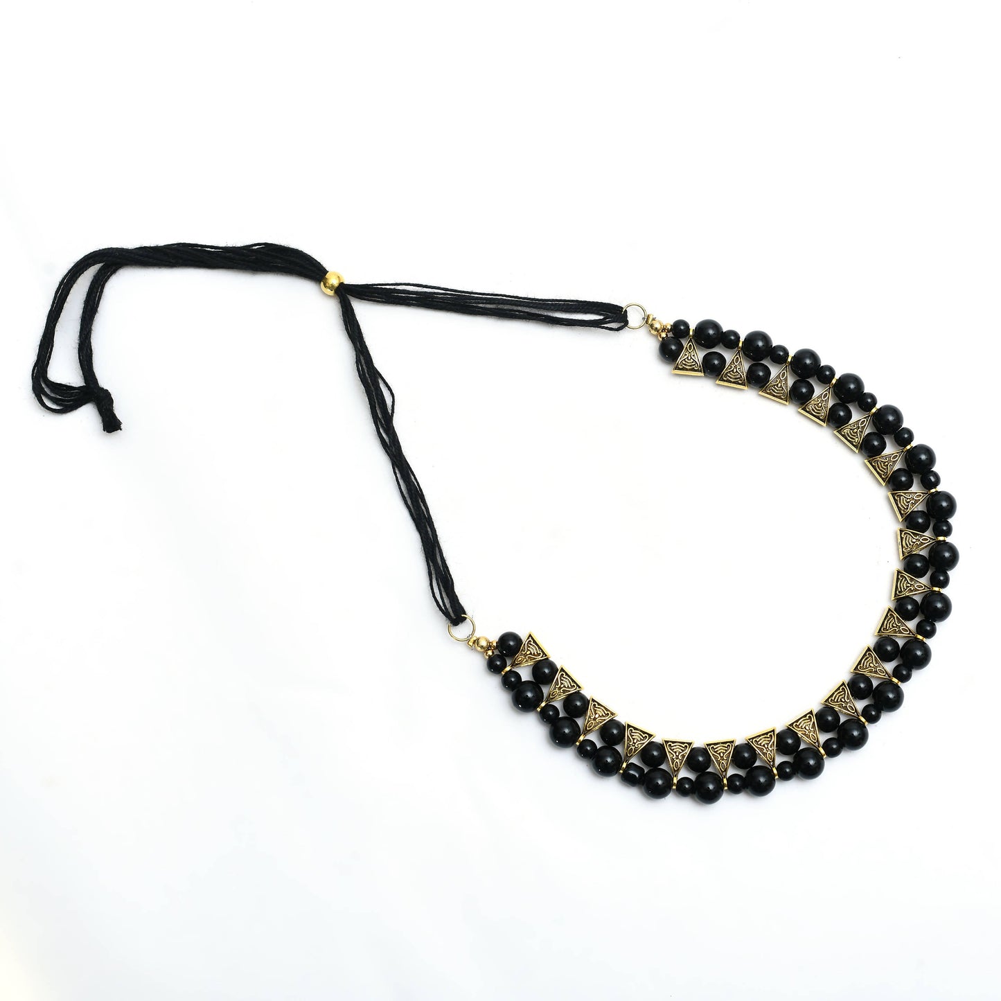 Gold-Plated Black Pearls Necklace with Earrings Jkms_091