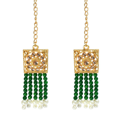 Traditional Green Color Kundan & Pearls Necklace Set Jkms_035