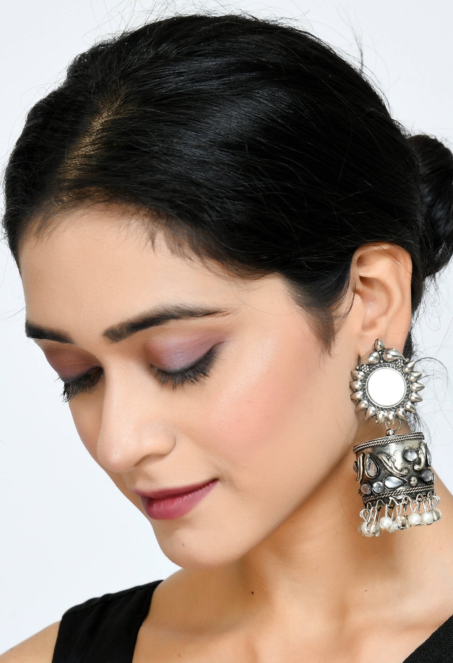 Women Silver Oxydised Jhumkas by  (1 Pc Set)