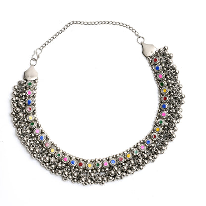 Traditional Multi colour Necklace with Earrings Jkms_105