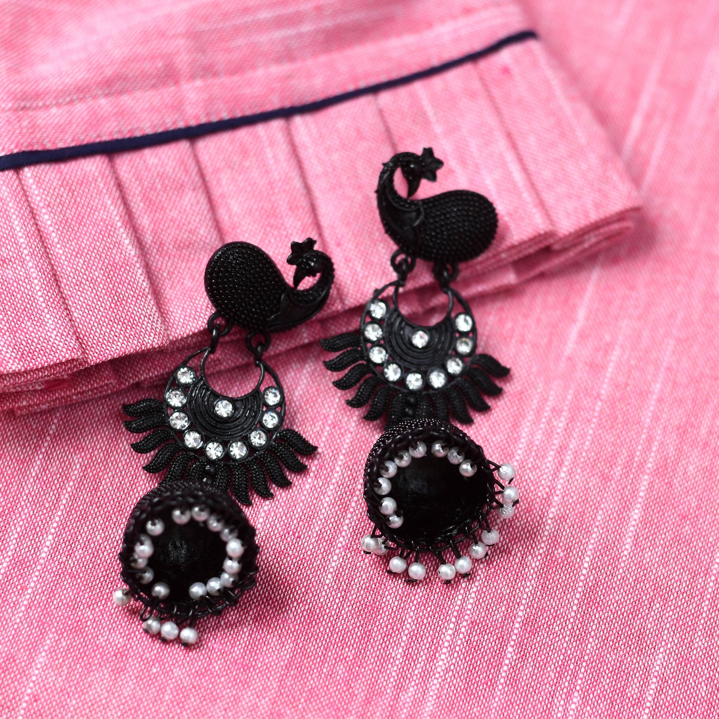 Black color Peacock Earrings Jhumka Jker_122