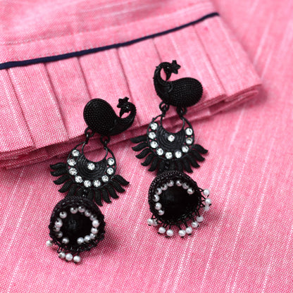 Black color Peacock Earrings Jhumka Jker_122