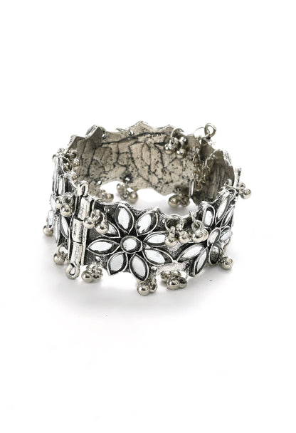 Silver color Oxidized Bracelet with mirror design Jkbracelet_002