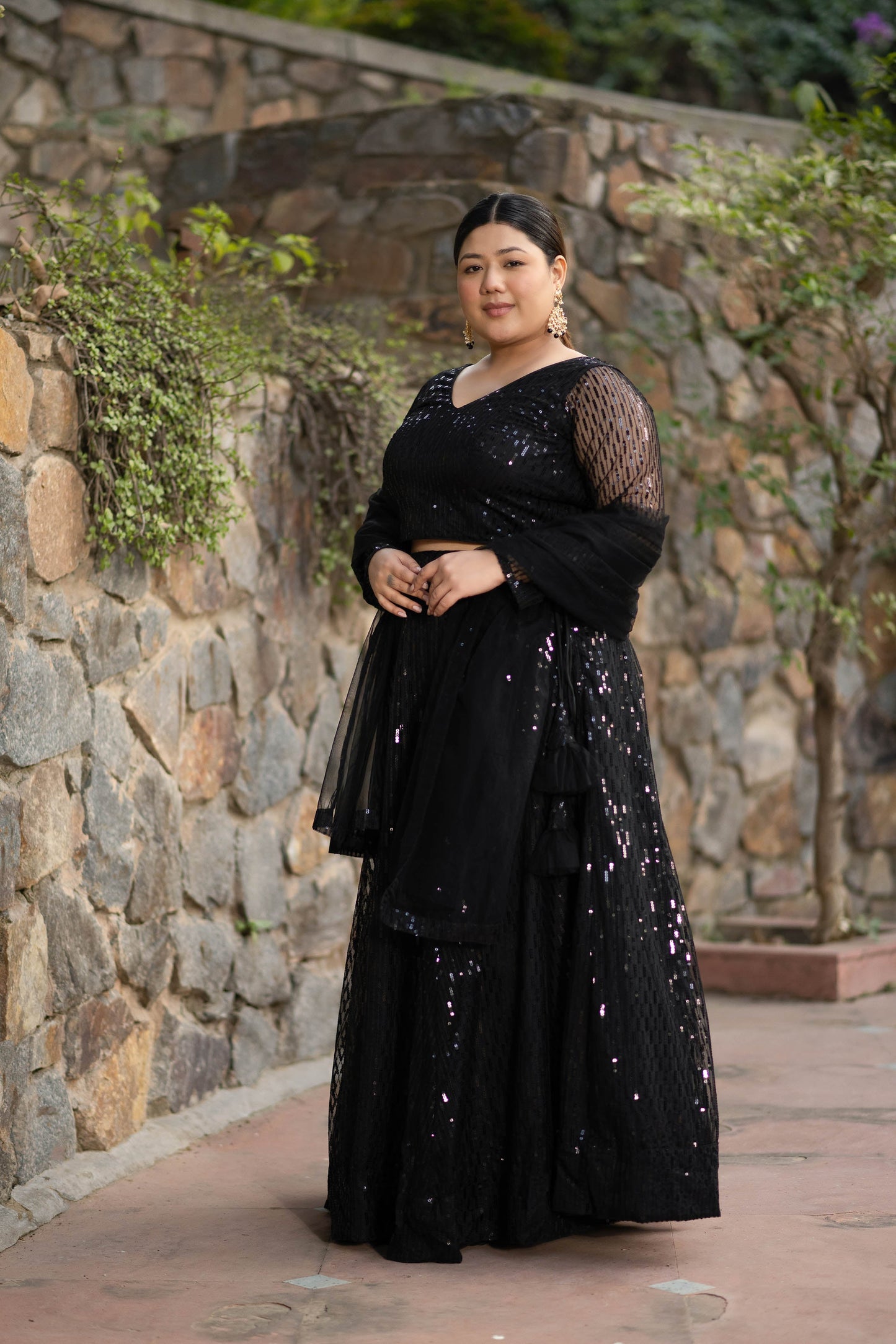 Women's Plus Size Black Lehenga Choli Set - Label Shaurya Sanadhya