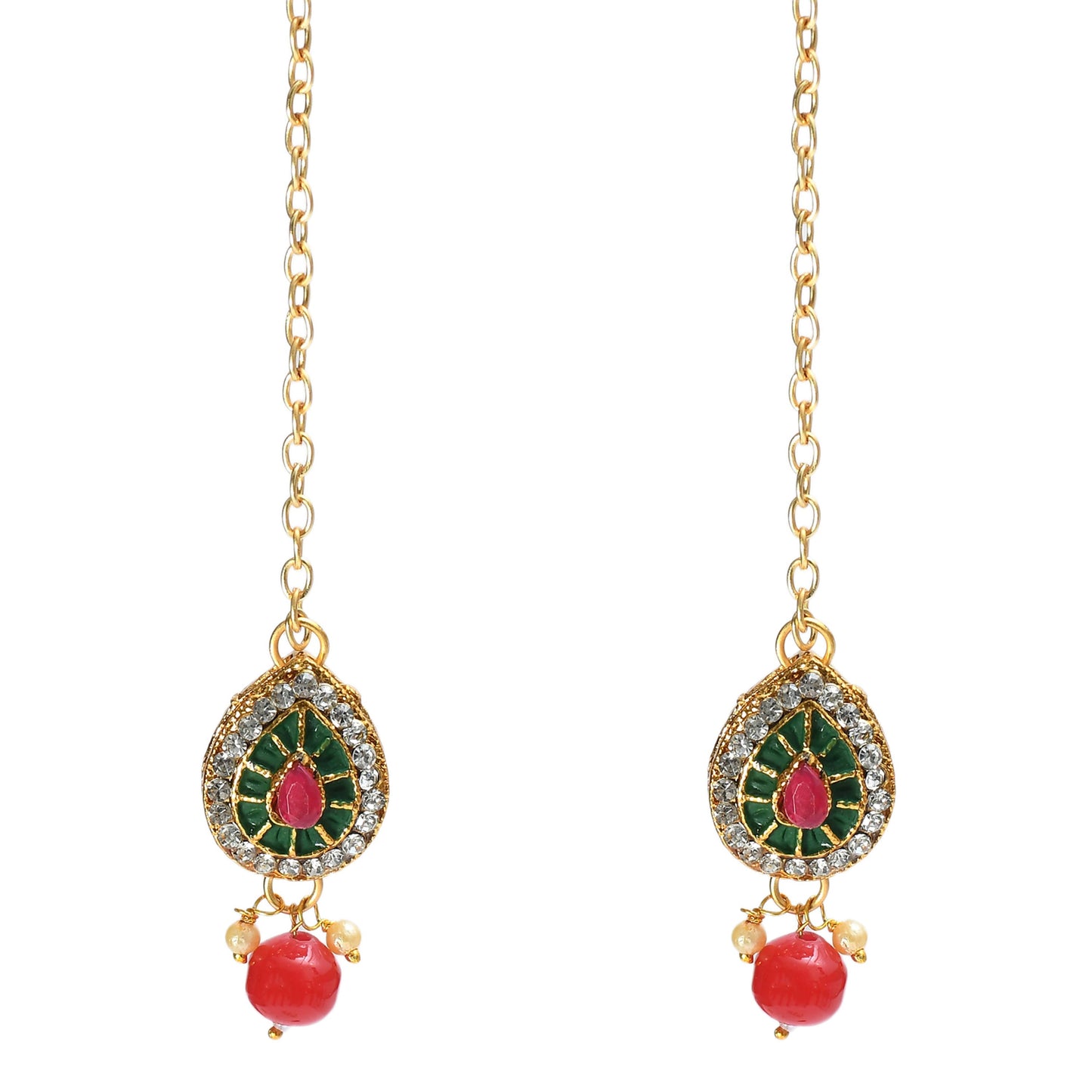 Gold-Plated Chokar Necklace Multi color with Earring & Tikka Jkms_118