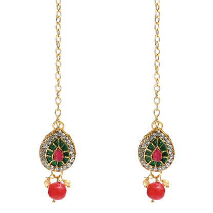 Gold-Plated Chokar Necklace Multi color with Earring & Tikka Jkms_118