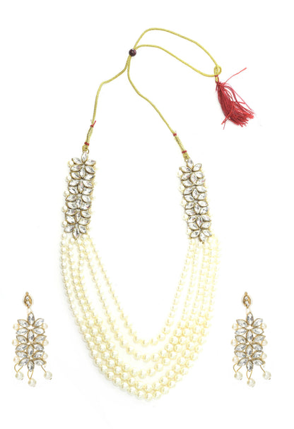 Gold Plated with stone and pearls Combo Necklace Set Jkms_128