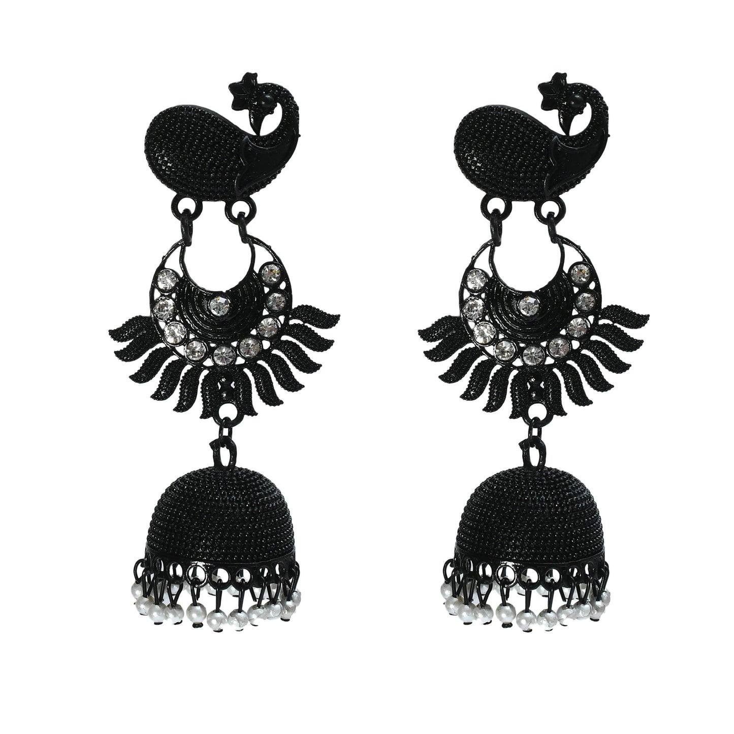 Black color Peacock Earrings Jhumka Jker_122