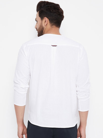 Men's White Solid Pure Cotton Kurta