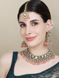 Women's Traditional Pastal Pink Kundan Stone Brass Choker Set